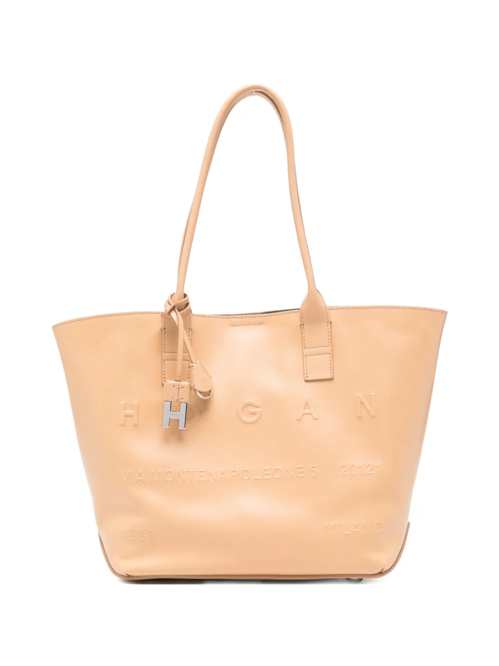 Hogan Adress debossed leather tote bag - Toni neutri