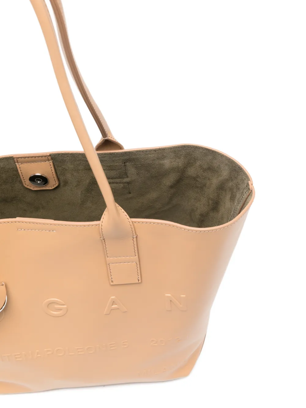 Hogan Adress leren shopper met reliëf Beige