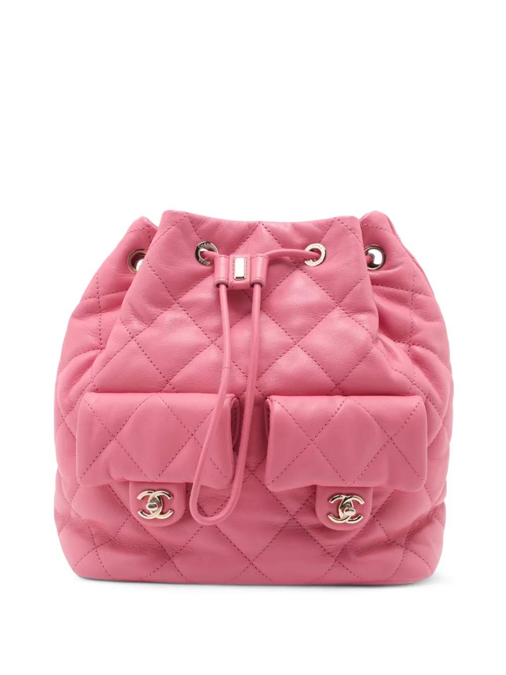 CHANEL Pre-Owned Zaino in pelle di agnello trapuntata con tasche e coulisse 2021-2025 - Rosa