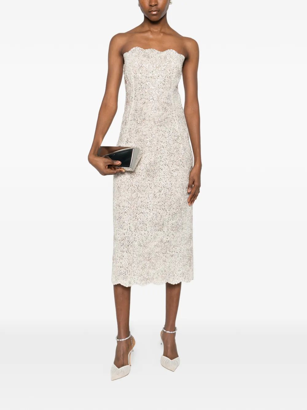 Ermanno Scervino Strapless midi-jurk Beige