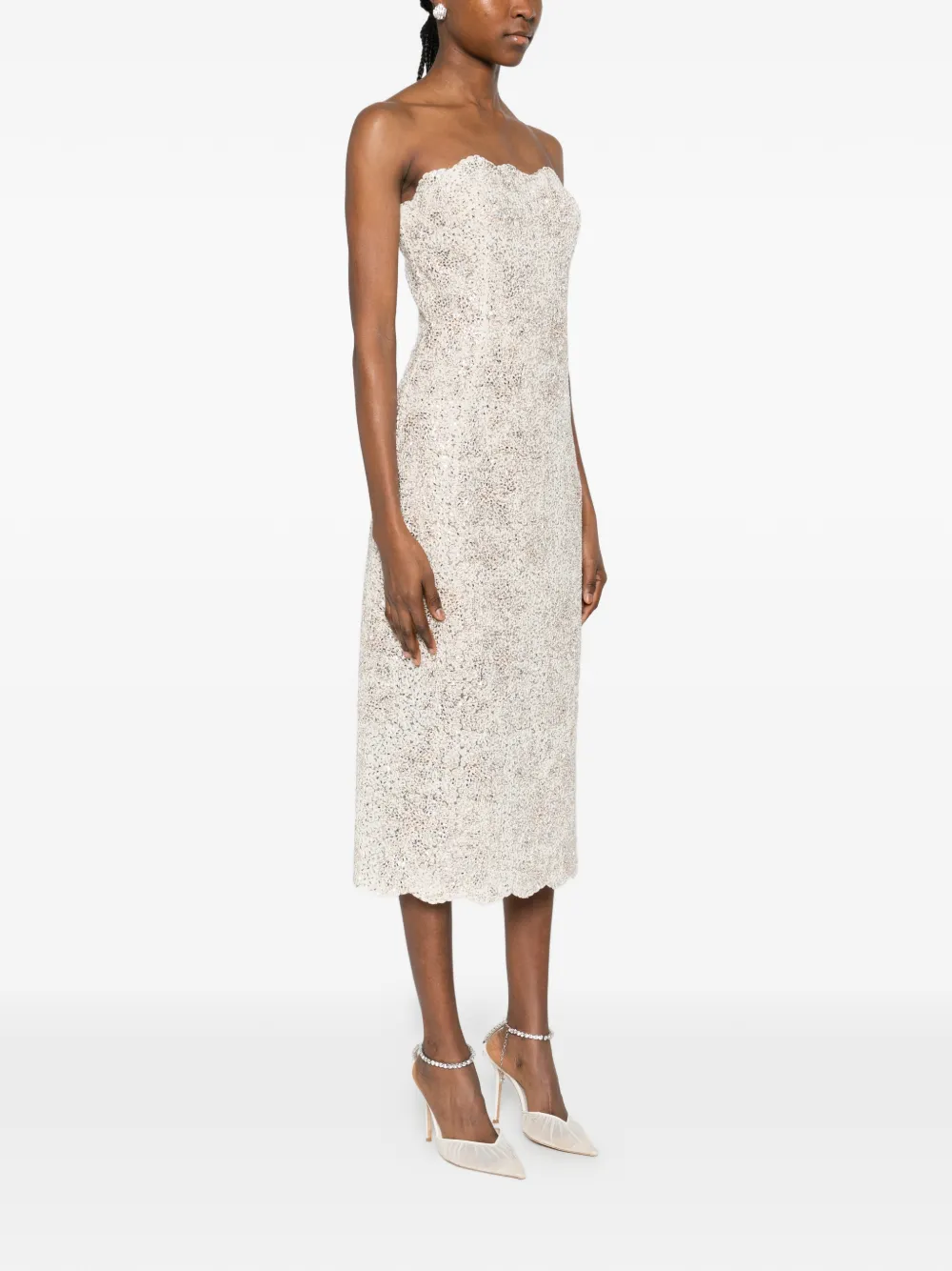 Ermanno Scervino Strapless midi-jurk Beige