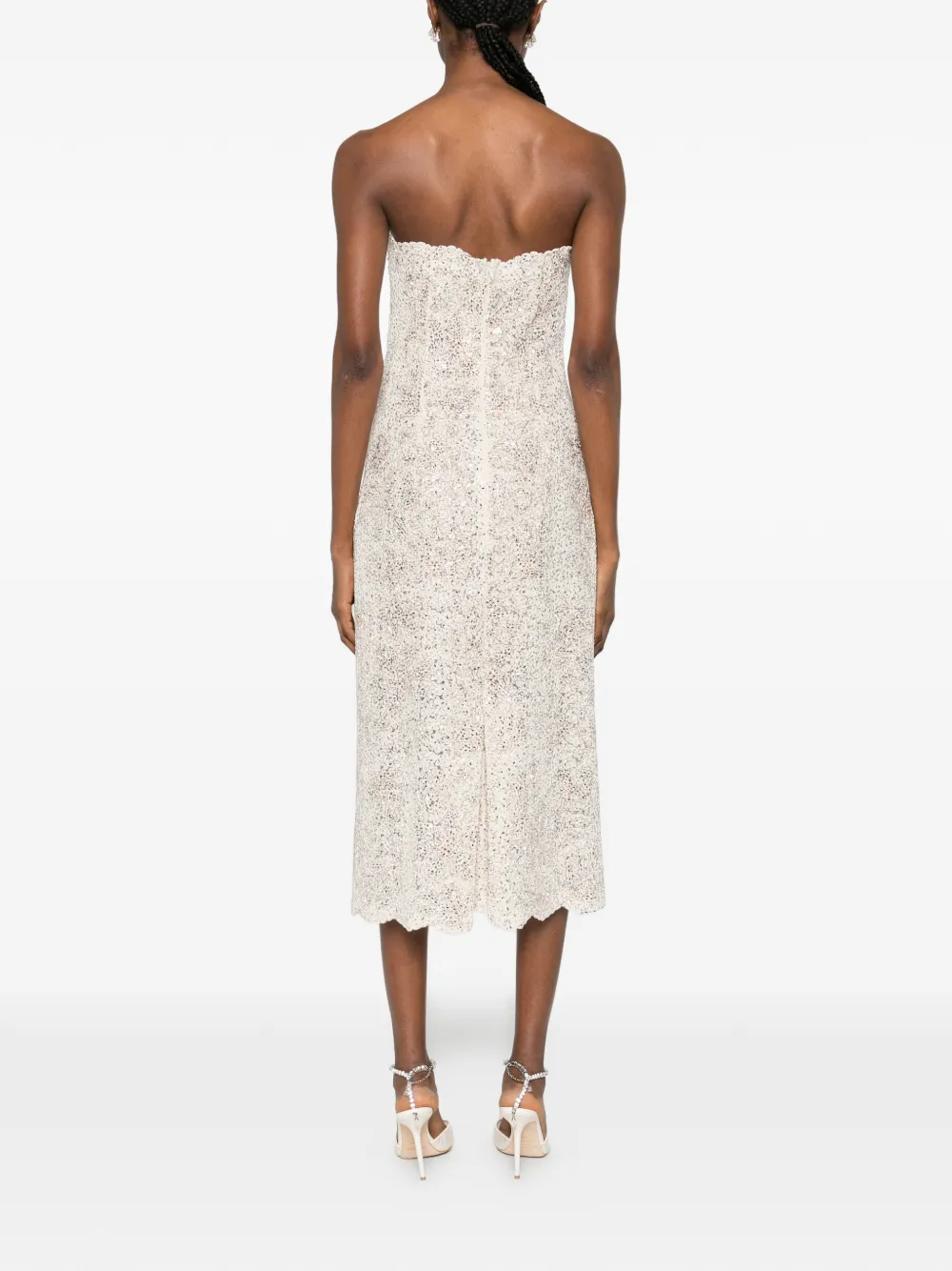 Ermanno Scervino Strapless midi-jurk Beige
