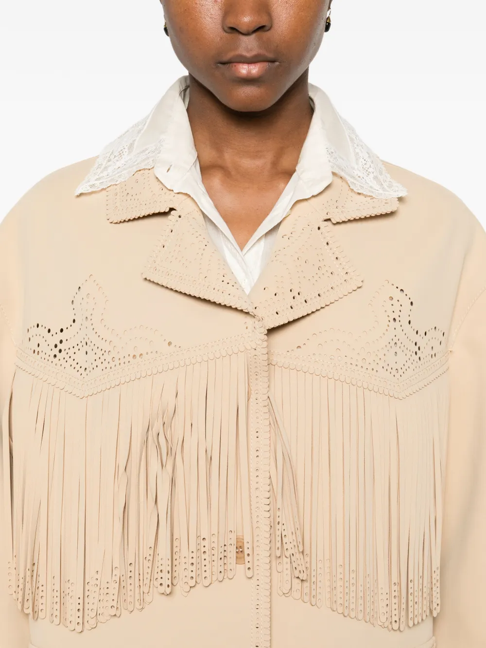 Ermanno Scervino Jas met franje detail Beige