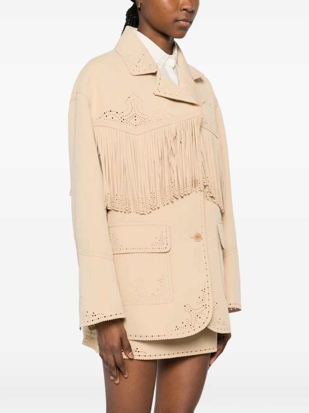  Ermanno Scervino Fringe-detail Coat - Neutrals 