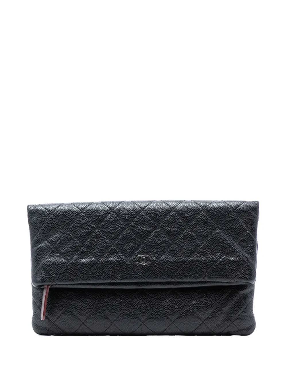 CHANEL Pre-Owned 2014-2015 Quilted Caviar CC Beauty Foldover clutch bag - Nero