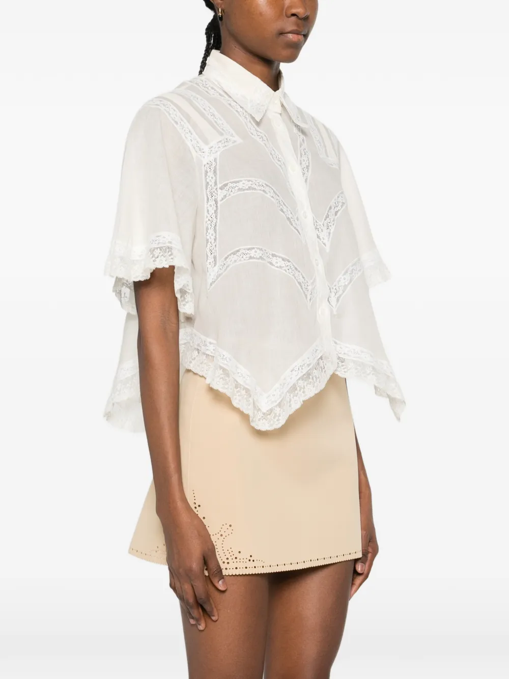 Ermanno Scervino Blouse met kanten vak Wit