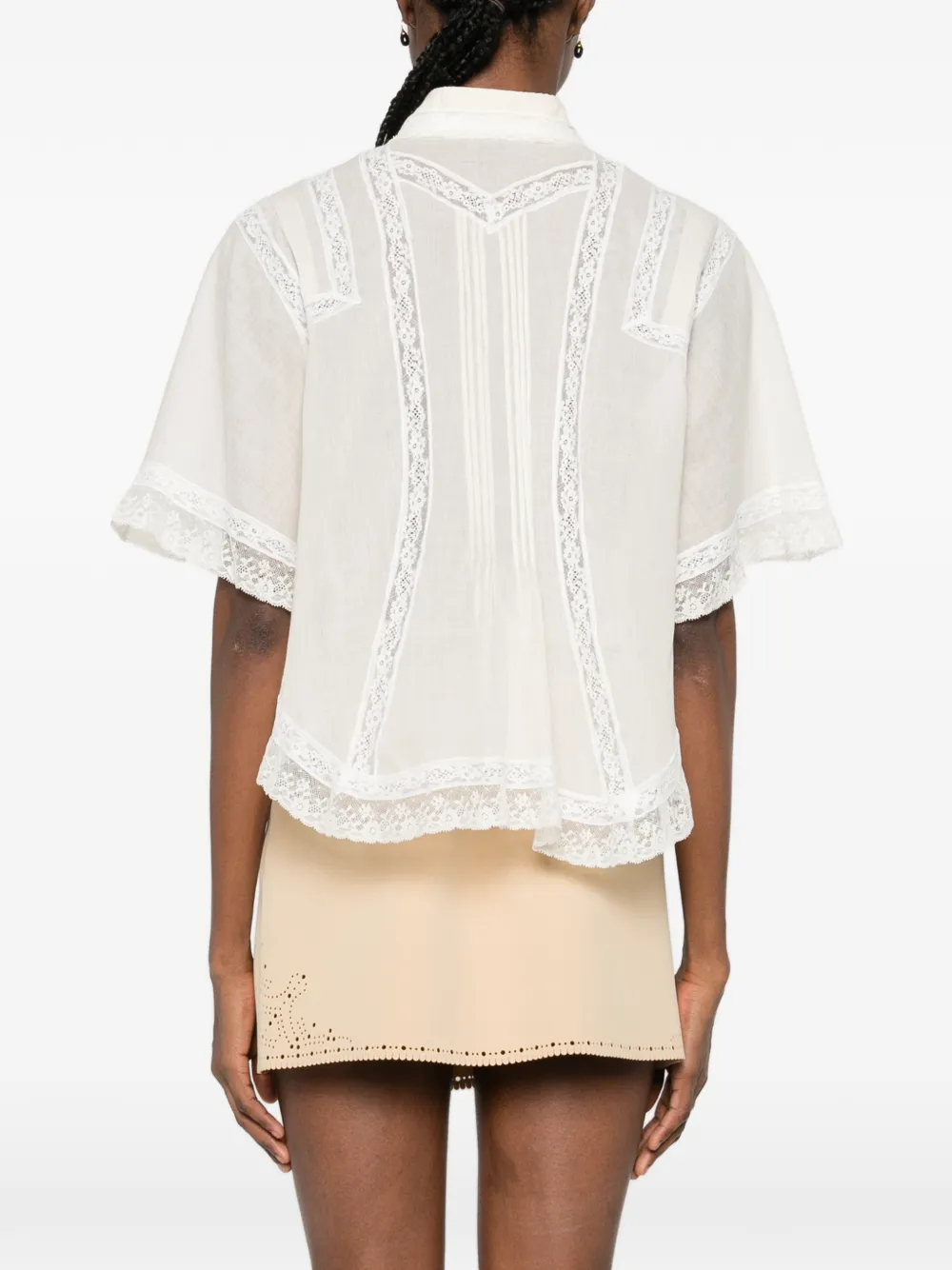Ermanno Scervino Blouse met kanten vak Wit