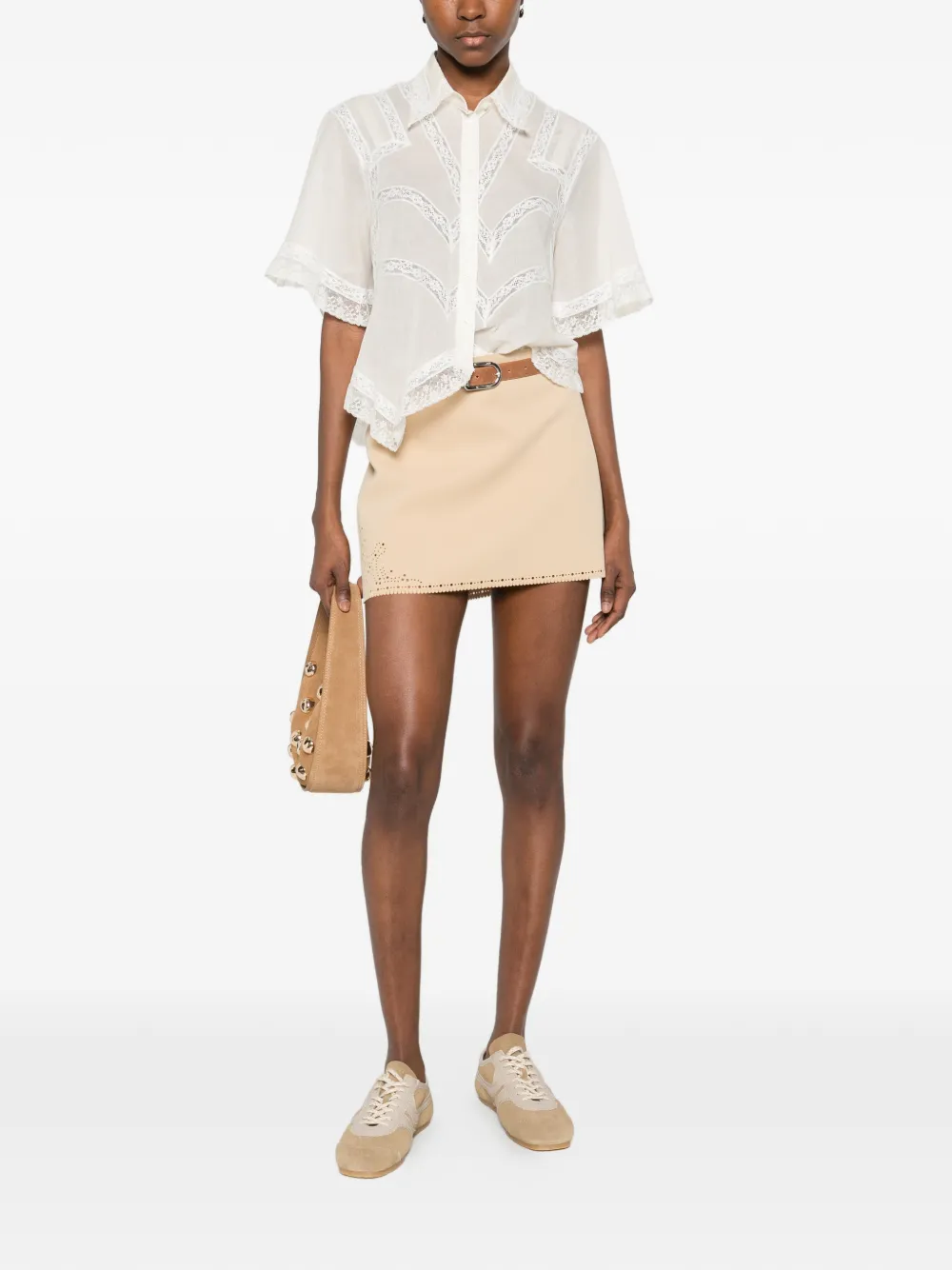 Ermanno Scervino Blouse met kanten vak Wit