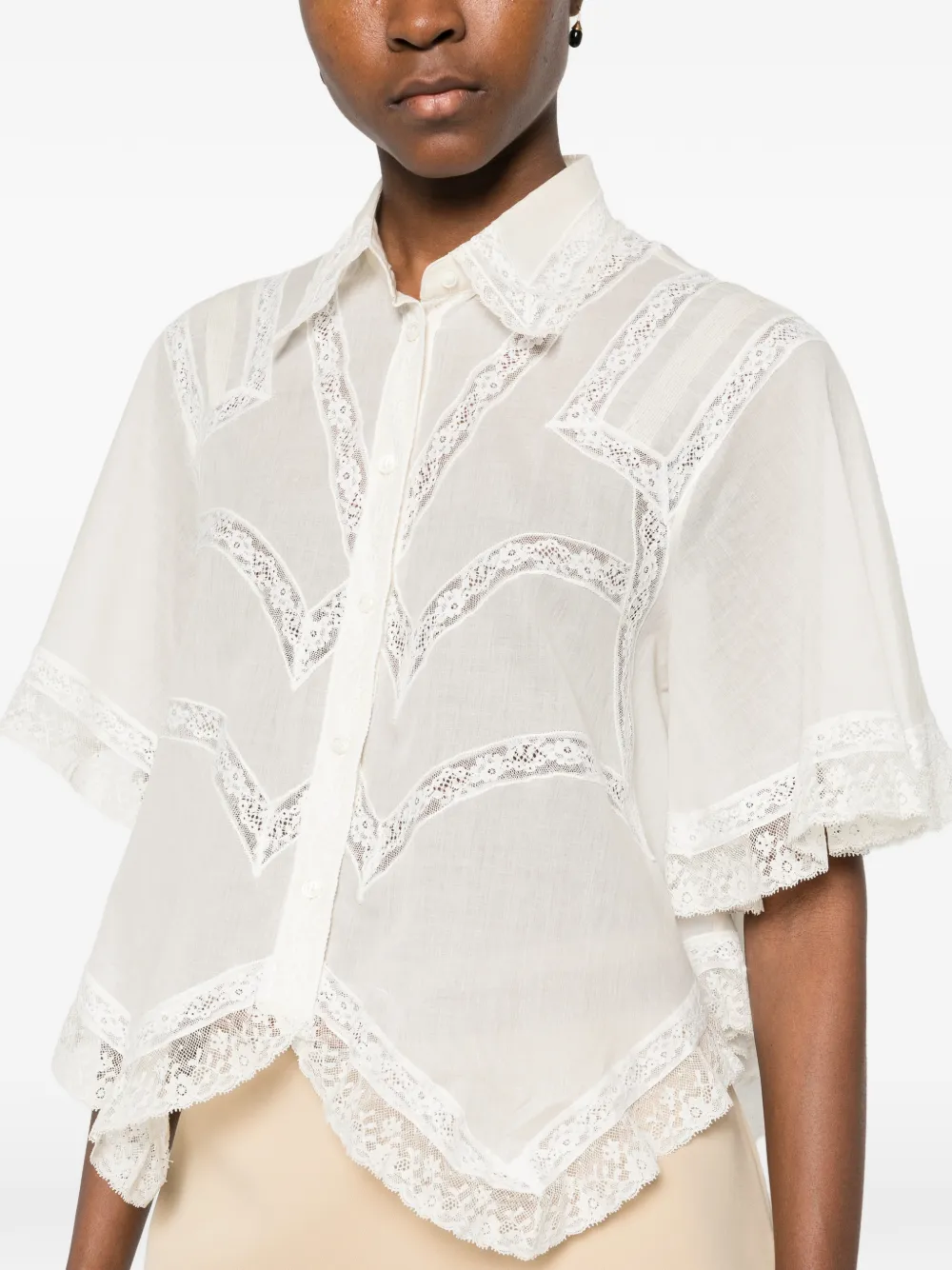Ermanno Scervino Blouse met kanten vak Wit