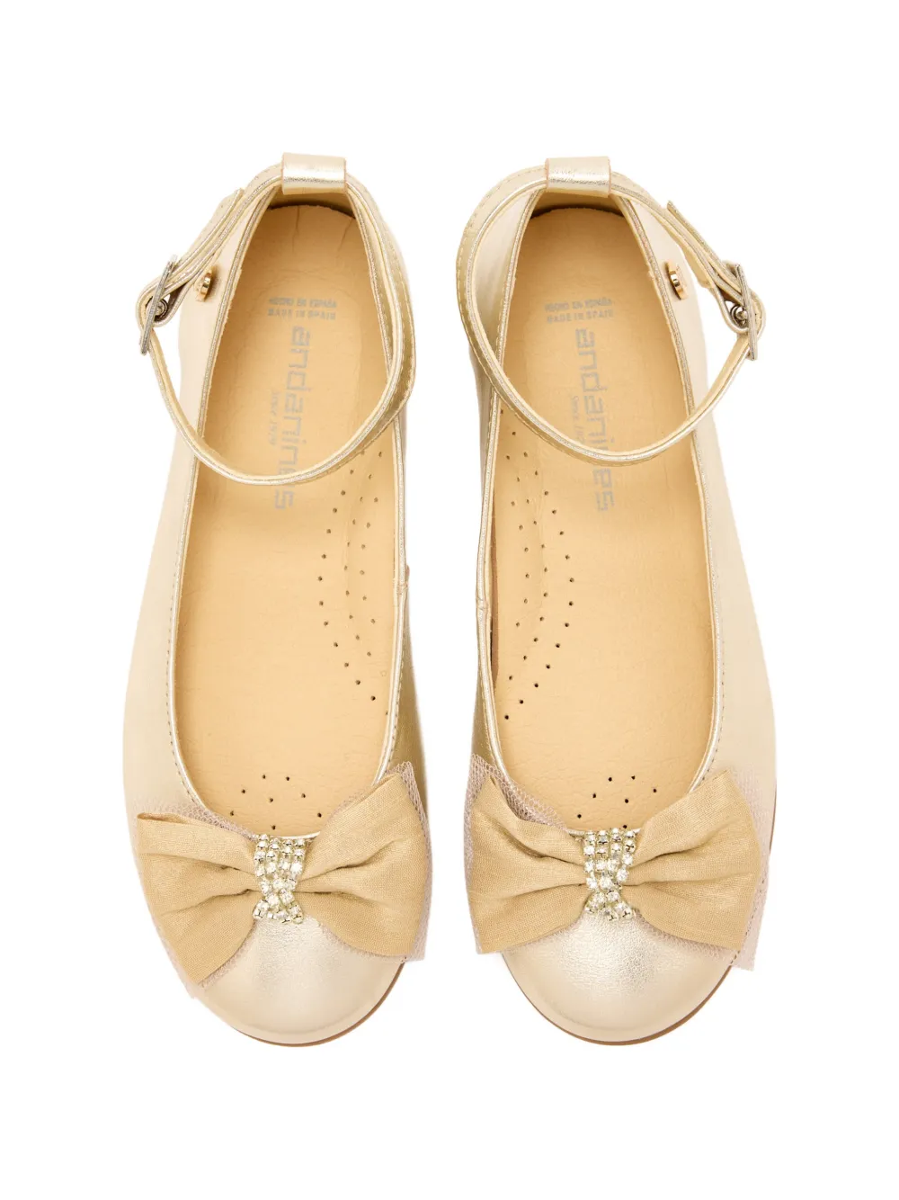 ANDANINES Ballerina's verfraaid met strik Goud