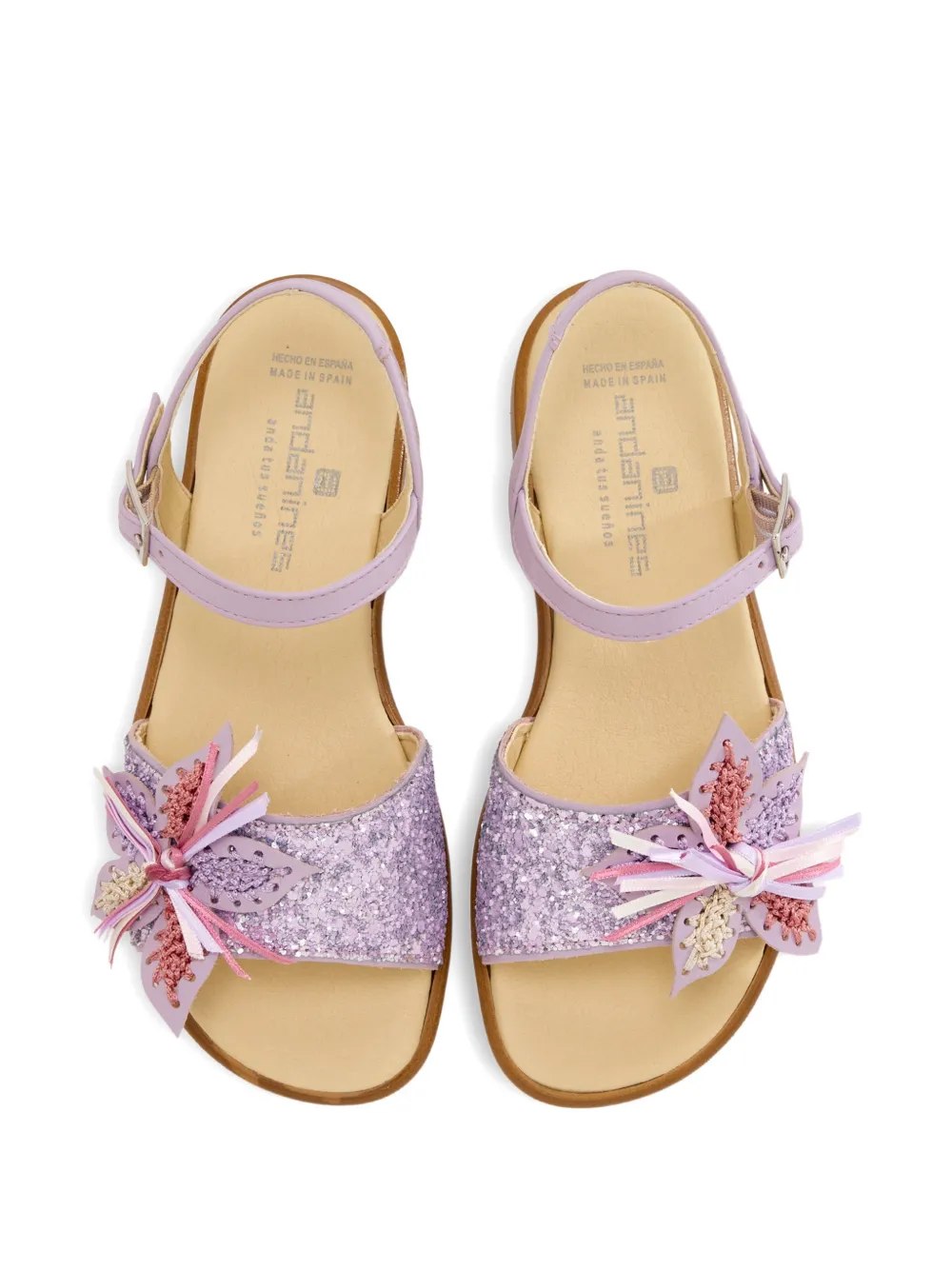ANDANINES floral glitter sandals Paars