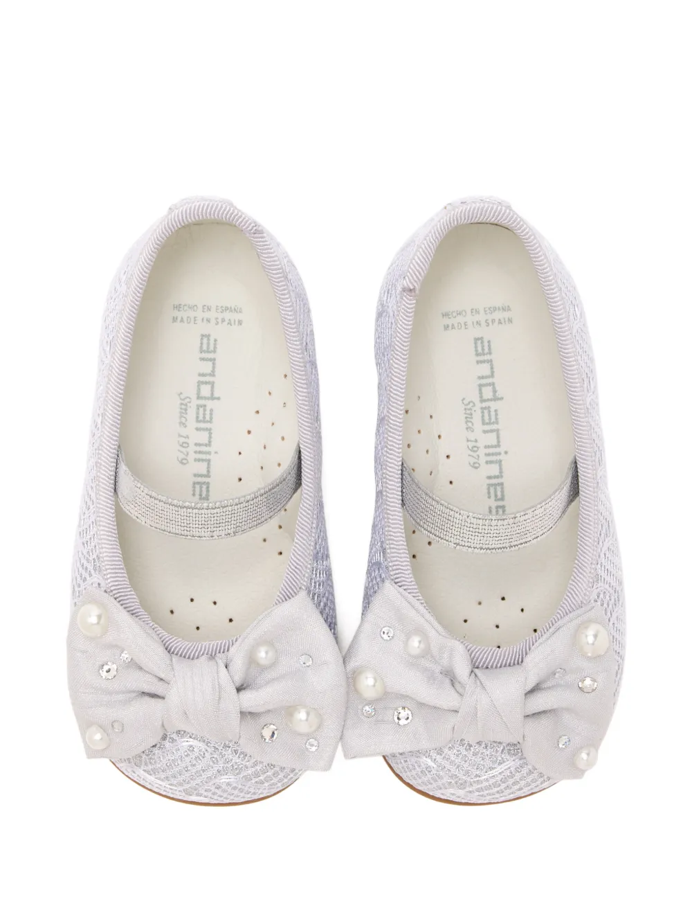 ANDANINES Verfraaide ballerina's met strik Zilver