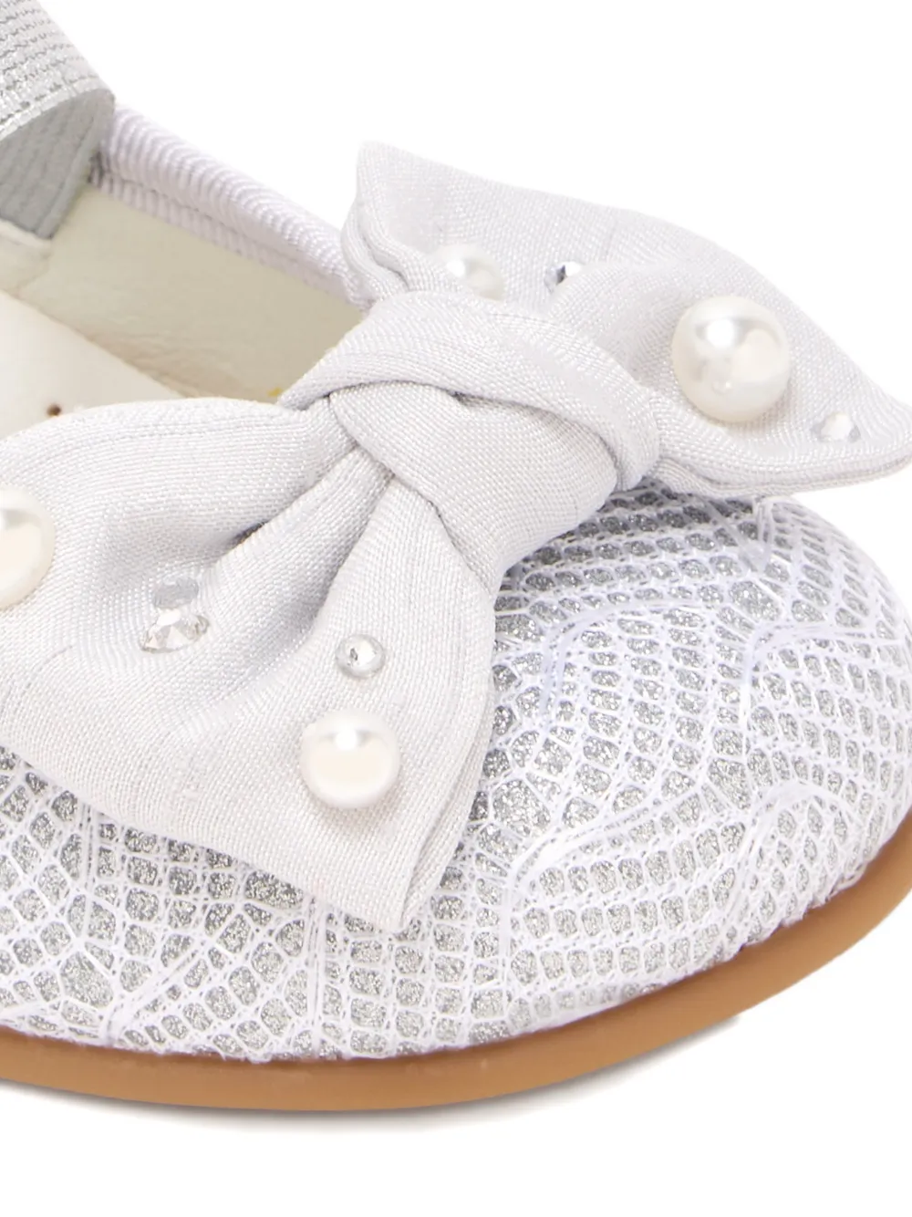 ANDANINES Verfraaide ballerina's met strik Zilver