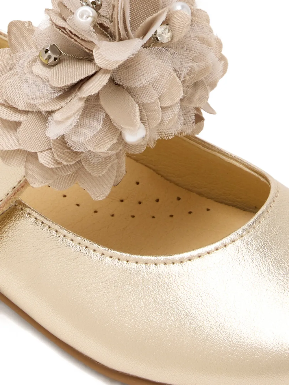 ANDANINES Ballerina's verfraaid met bloemen Goud