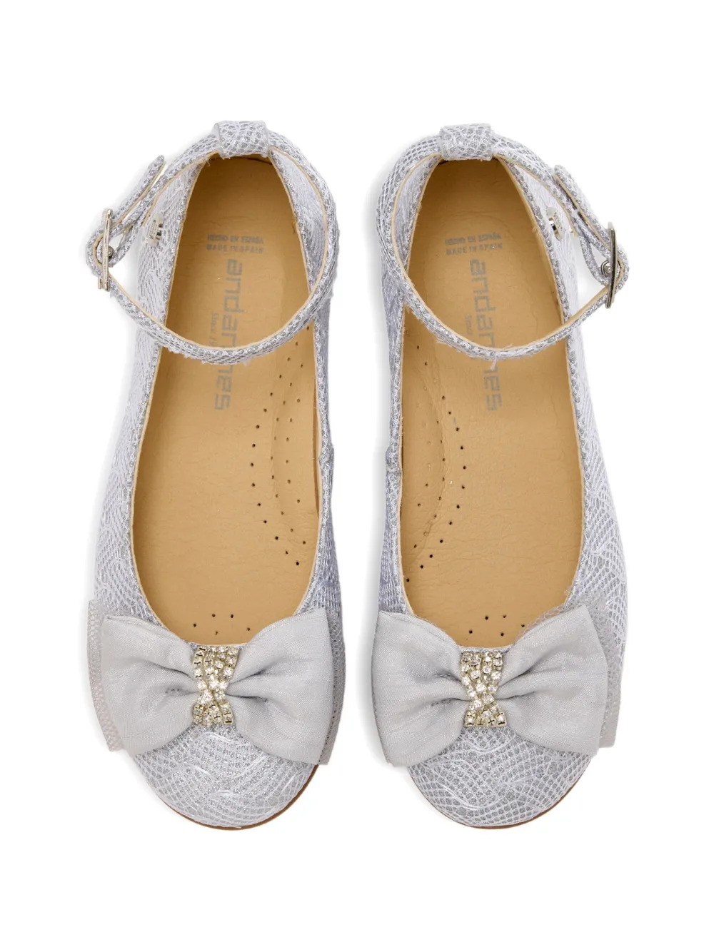ANDANINES Ballerina's verfraaid met strik Zilver