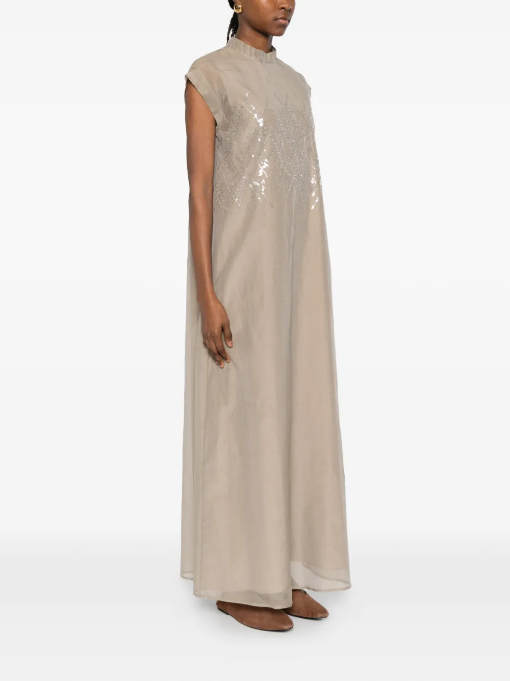  Panicale Sequin-embellished Maxi Dress - Neutrals 
