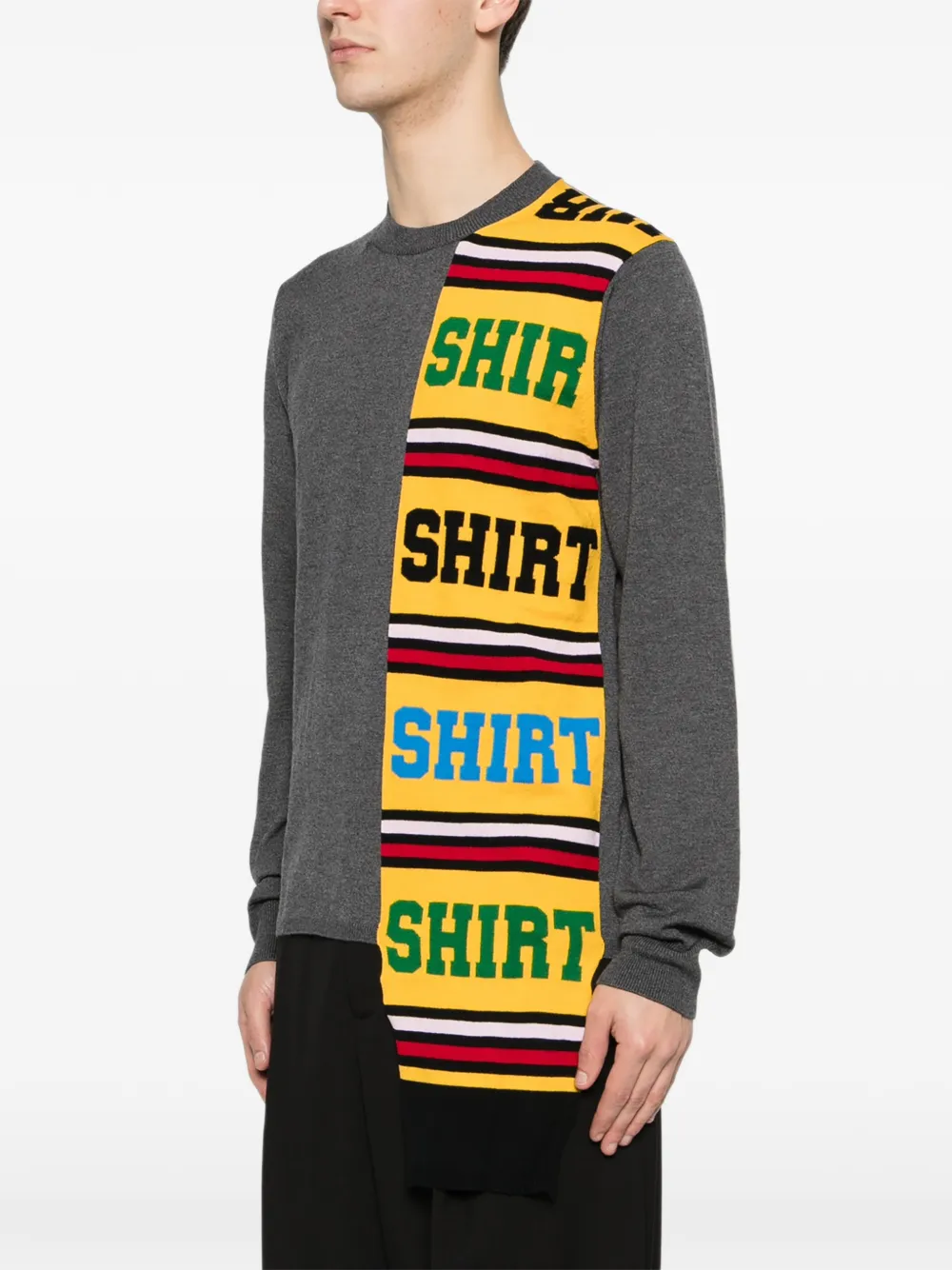  Comme Des Garçons Shirt Lettering-panel Sweater - Grey 