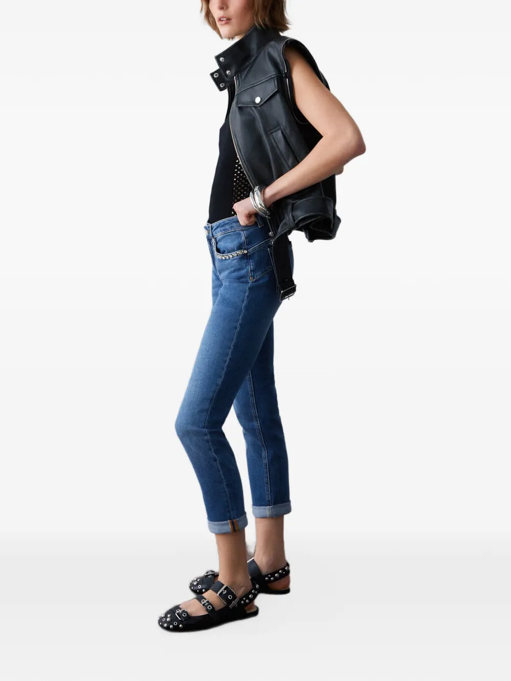 LIU JO Skinny jeans met omgeslagen pijpen Blauw