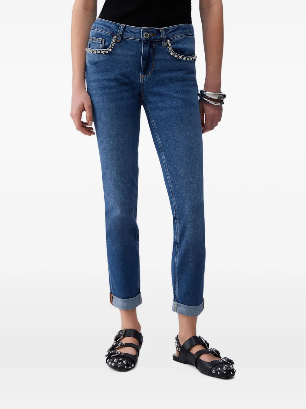 LIU JO Skinny jeans met omgeslagen pijpen Blauw