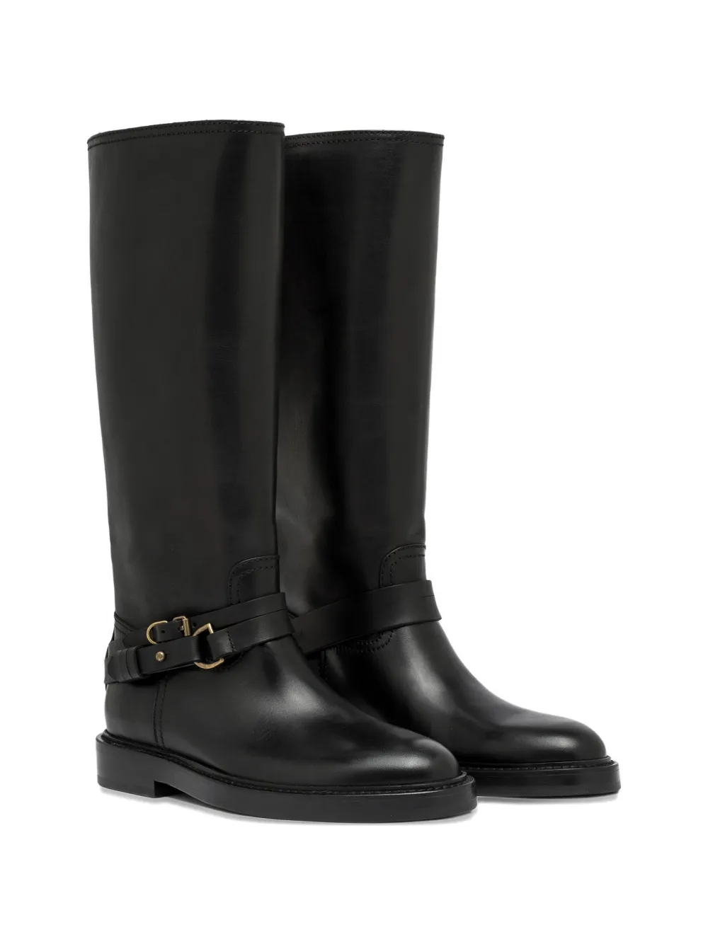 Buttero Laydee buckle-strap knee-high boots Zwart