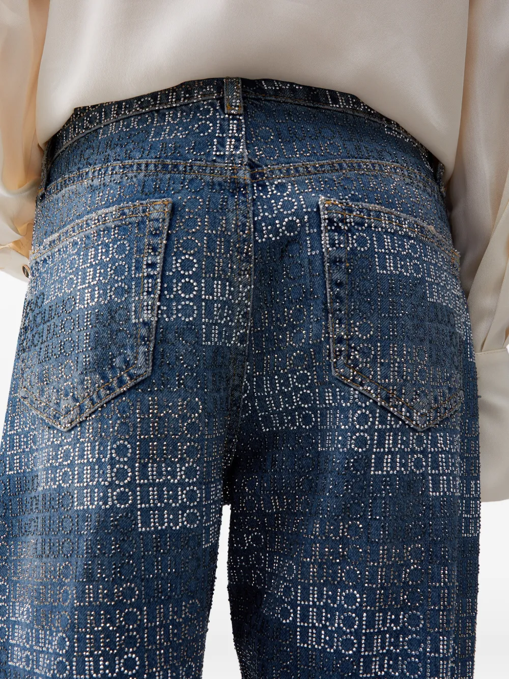 LIU JO Straight jeans met stras Blauw