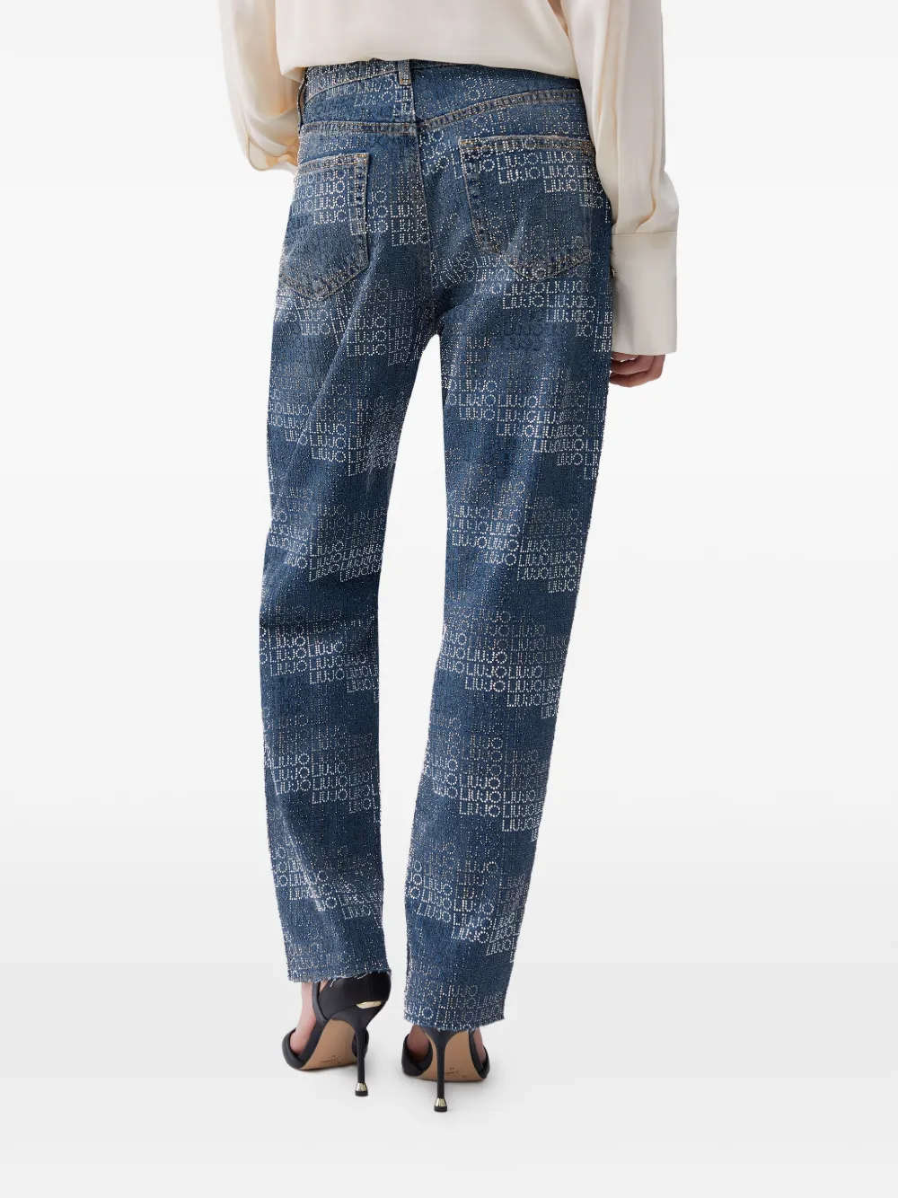 LIU JO Straight jeans met stras Blauw