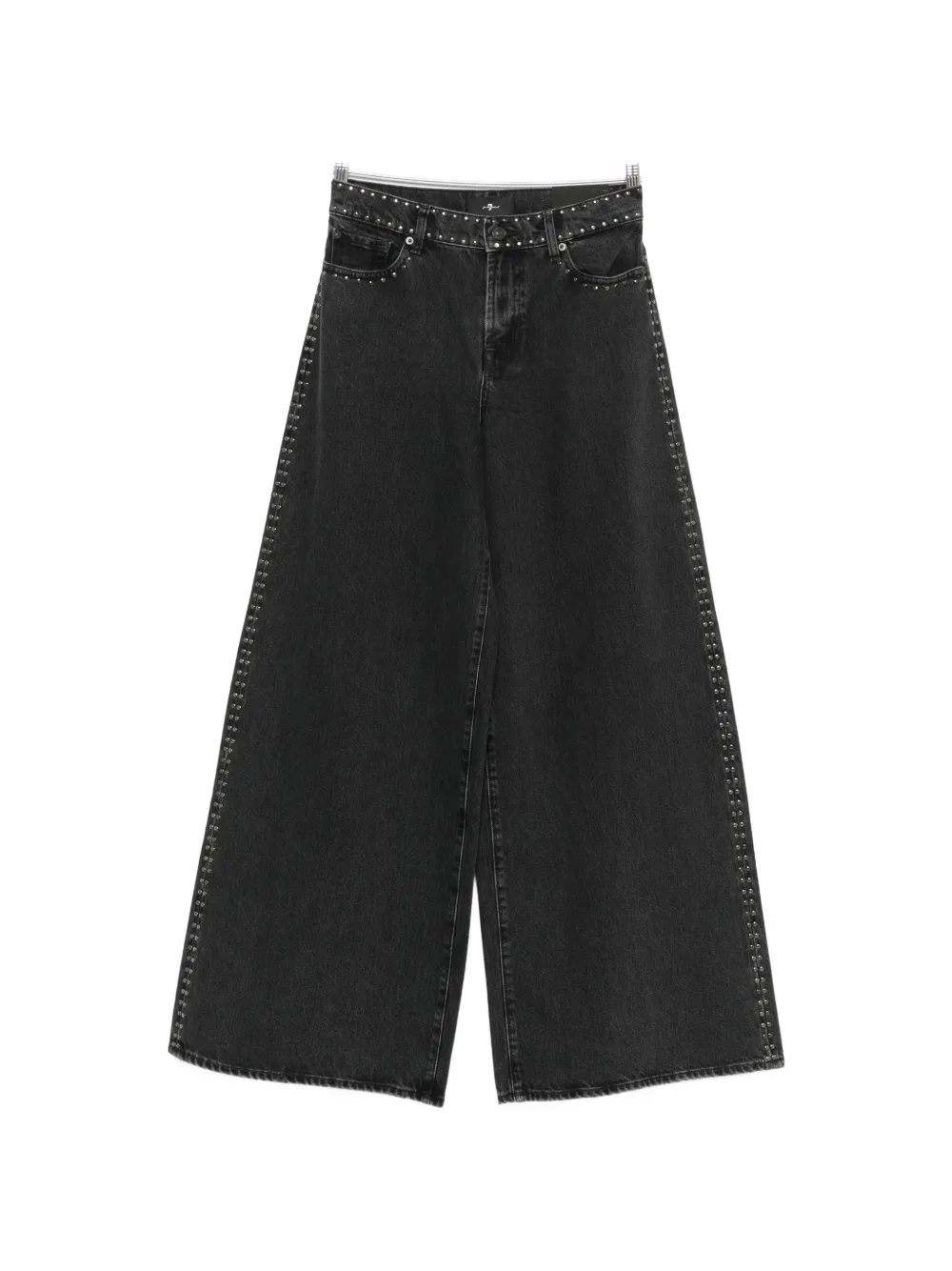 7 For All Mankind Marie studded wide-leg jeans - Grigio