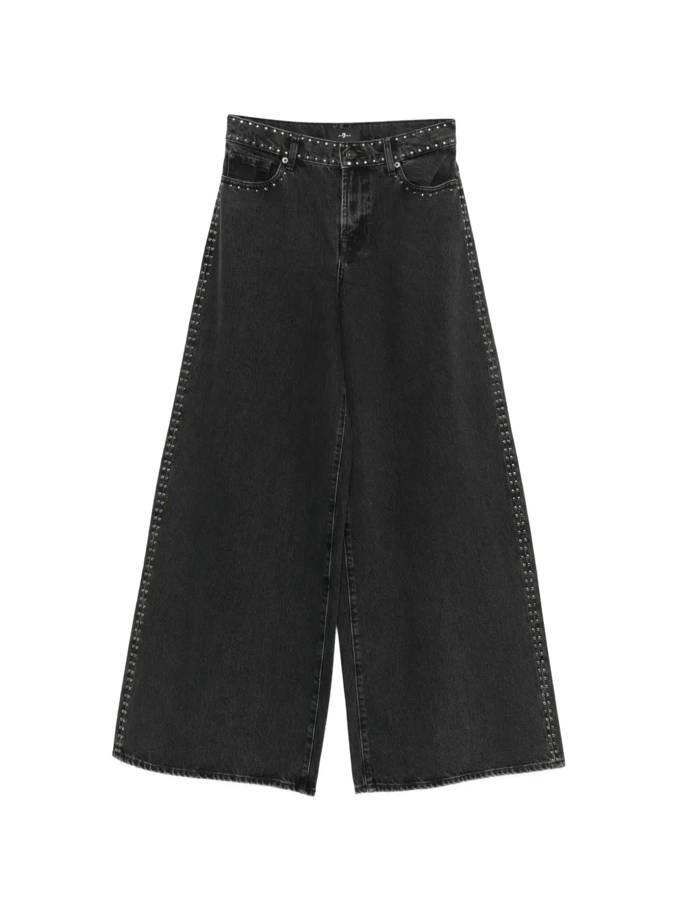 7 For All Mankind Marie studded wide-leg jeans - Grigio
