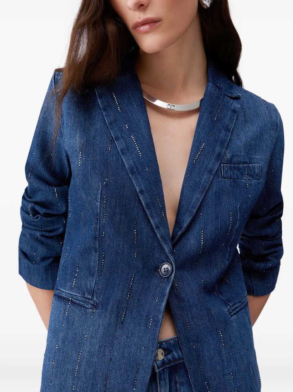 LIU JO Blazer met V-hals en knoopsluiting Blauw