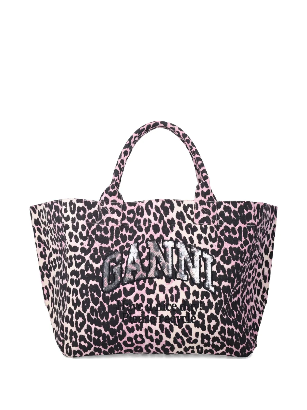 GANNI XXL printed sequin tote bag - Rosa
