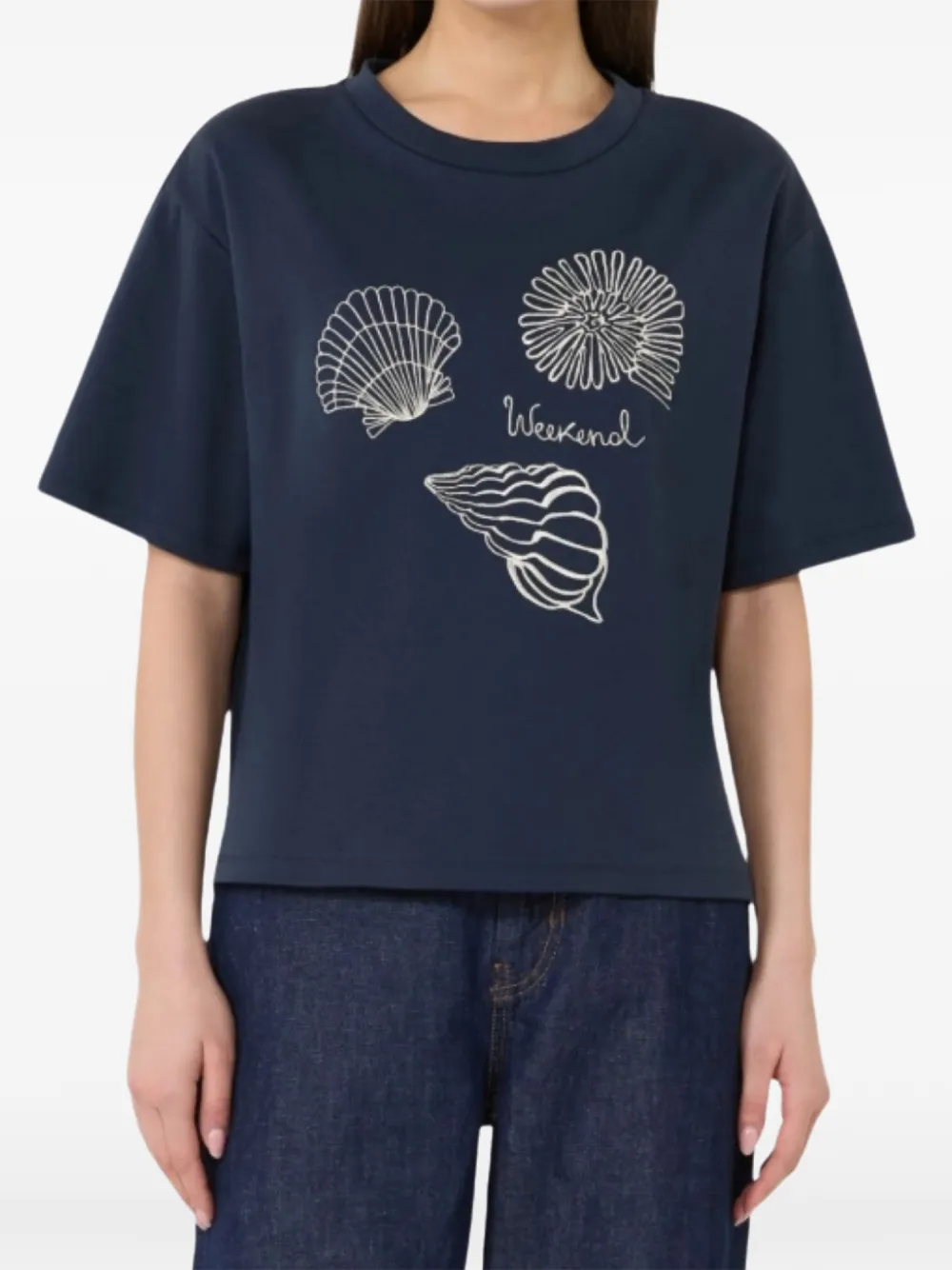  Weekend Max Mara Shell-print Cotton T-shirt - Blue 