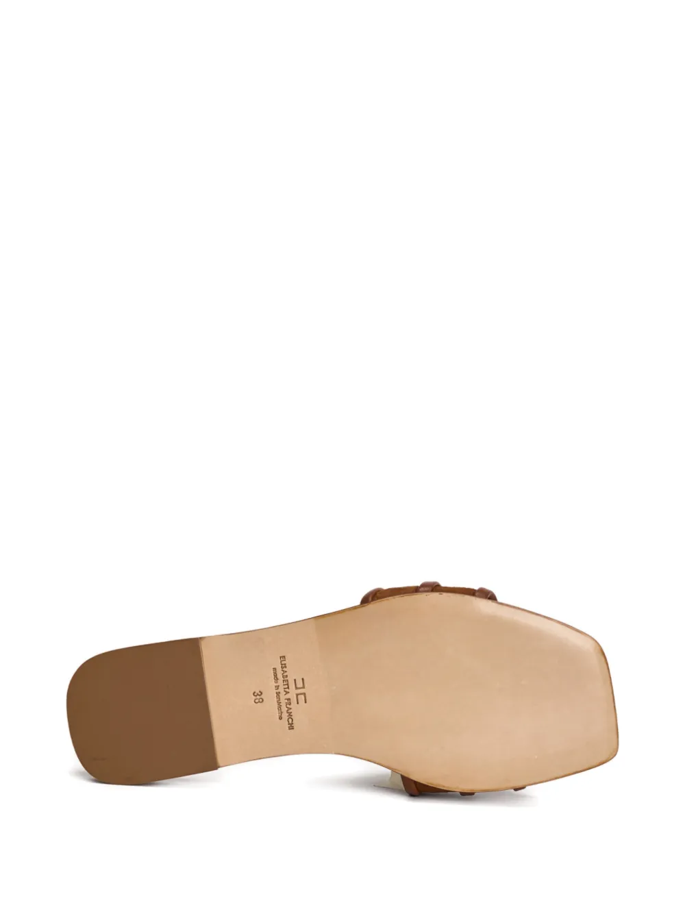 Elisabetta Franchi Sandalen met metallic embleem Bruin