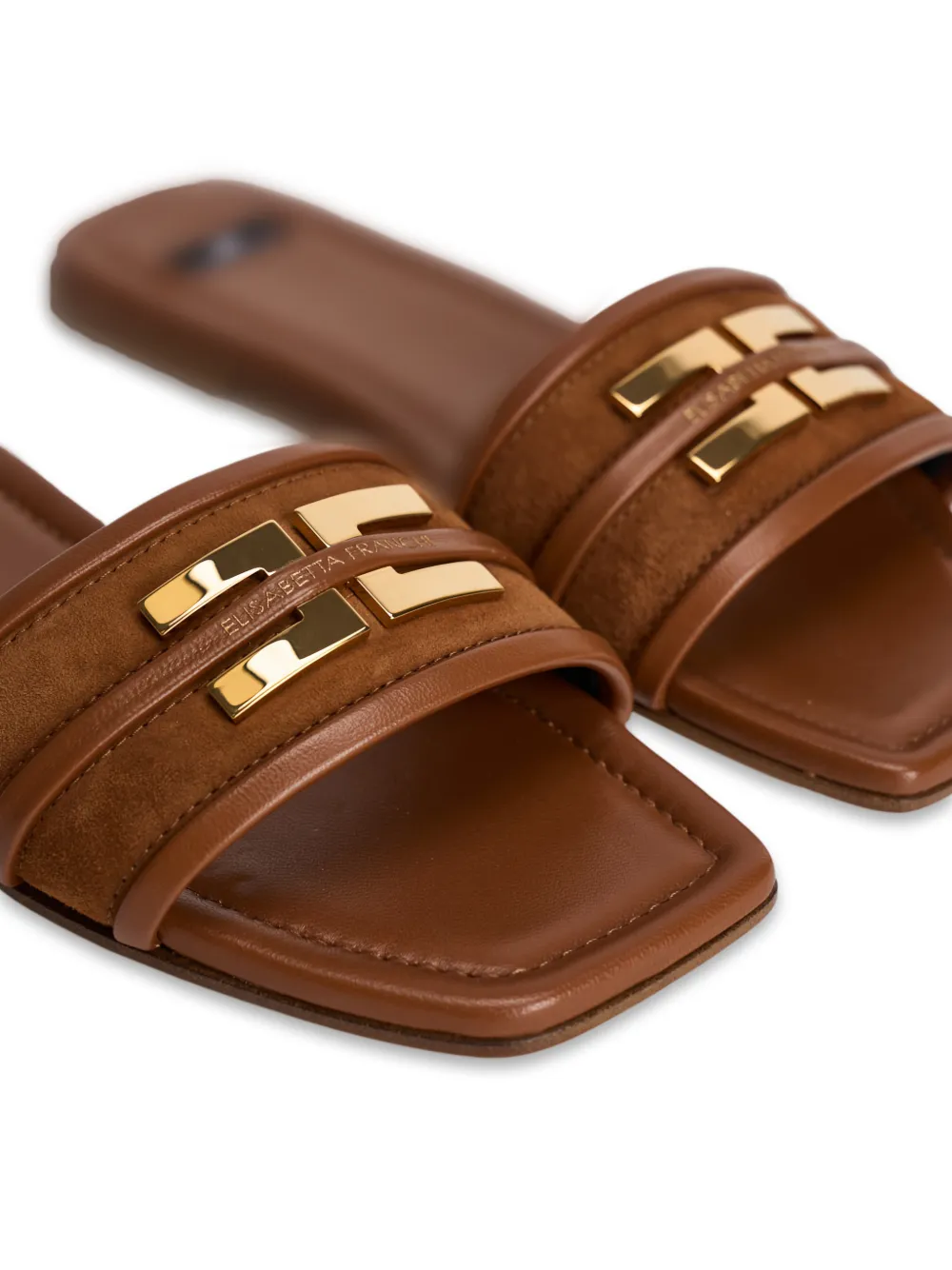 Metallic-Emblem Sandals