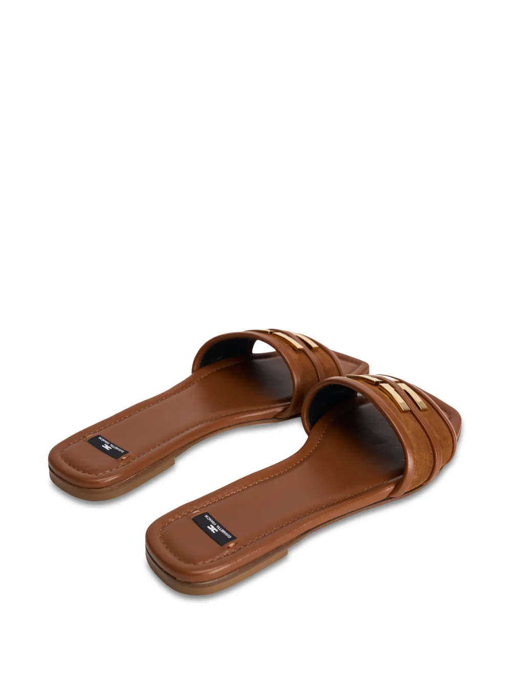 Metallic-Emblem Sandals