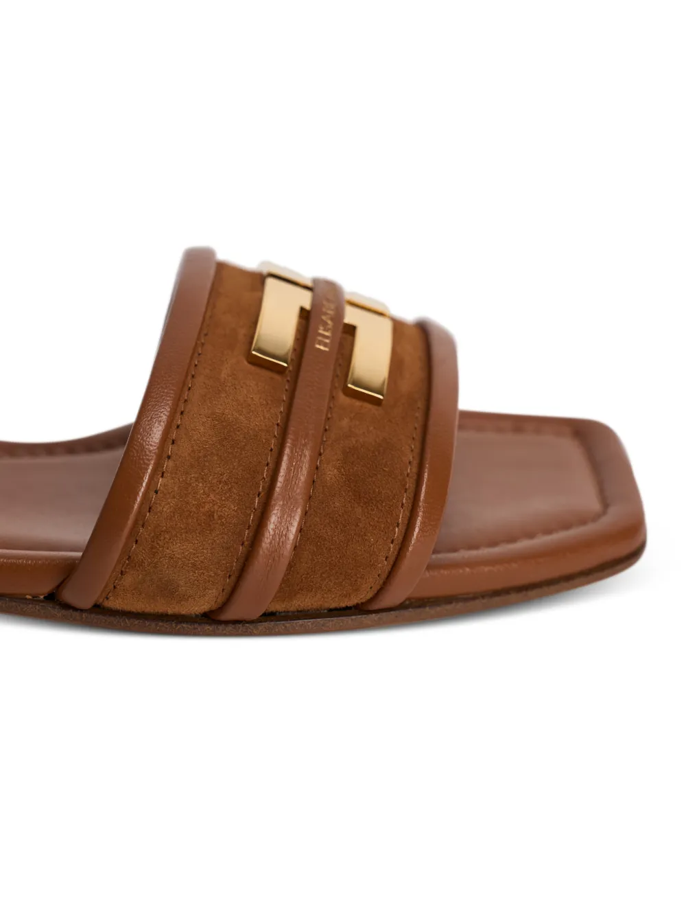 Metallic-Emblem Sandals