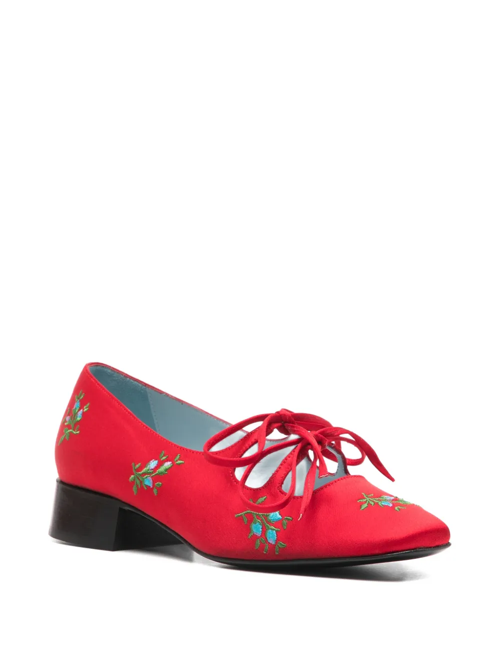 Nicole Saldaña Isabel floral-embroidery pumps Rood