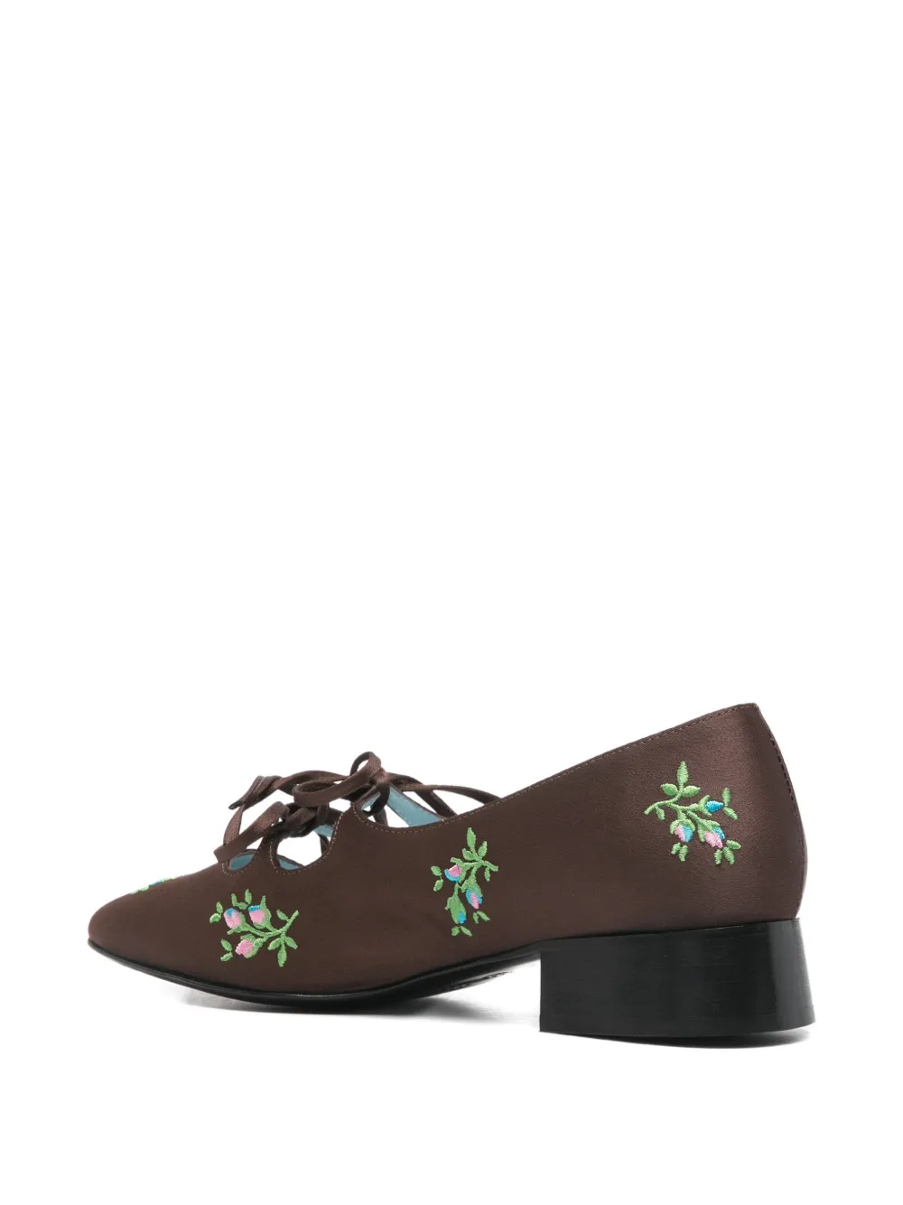 Nicole Saldaña Isabel floral-embroidered pumps Bruin