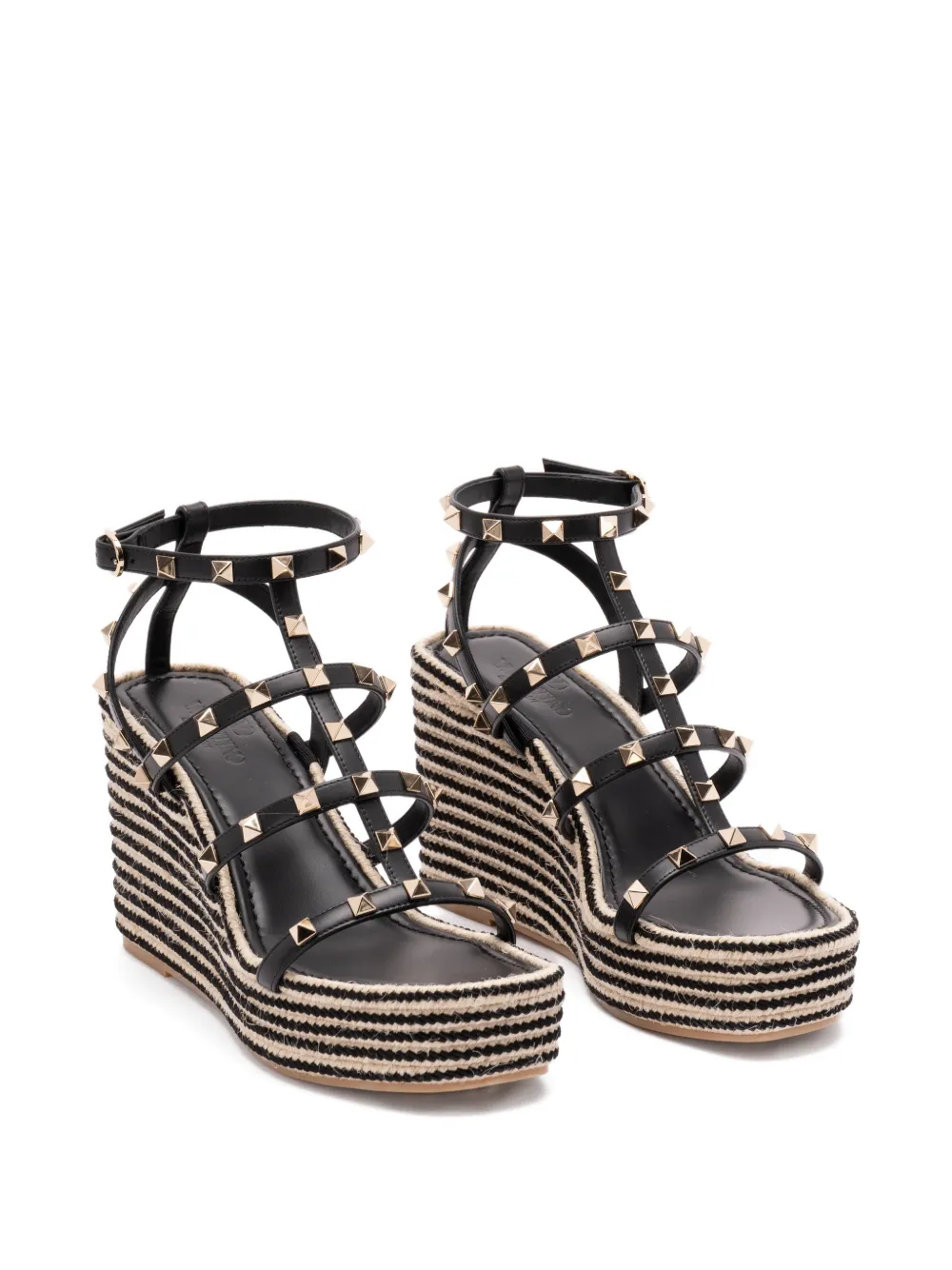 Valentino Garavani Rockstud striped espadrilles Zwart