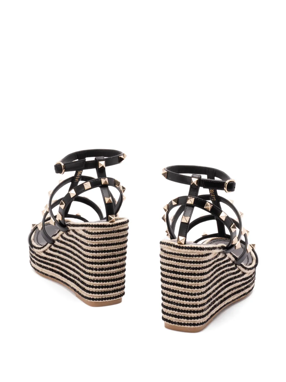 Valentino Garavani Rockstud striped espadrilles Zwart