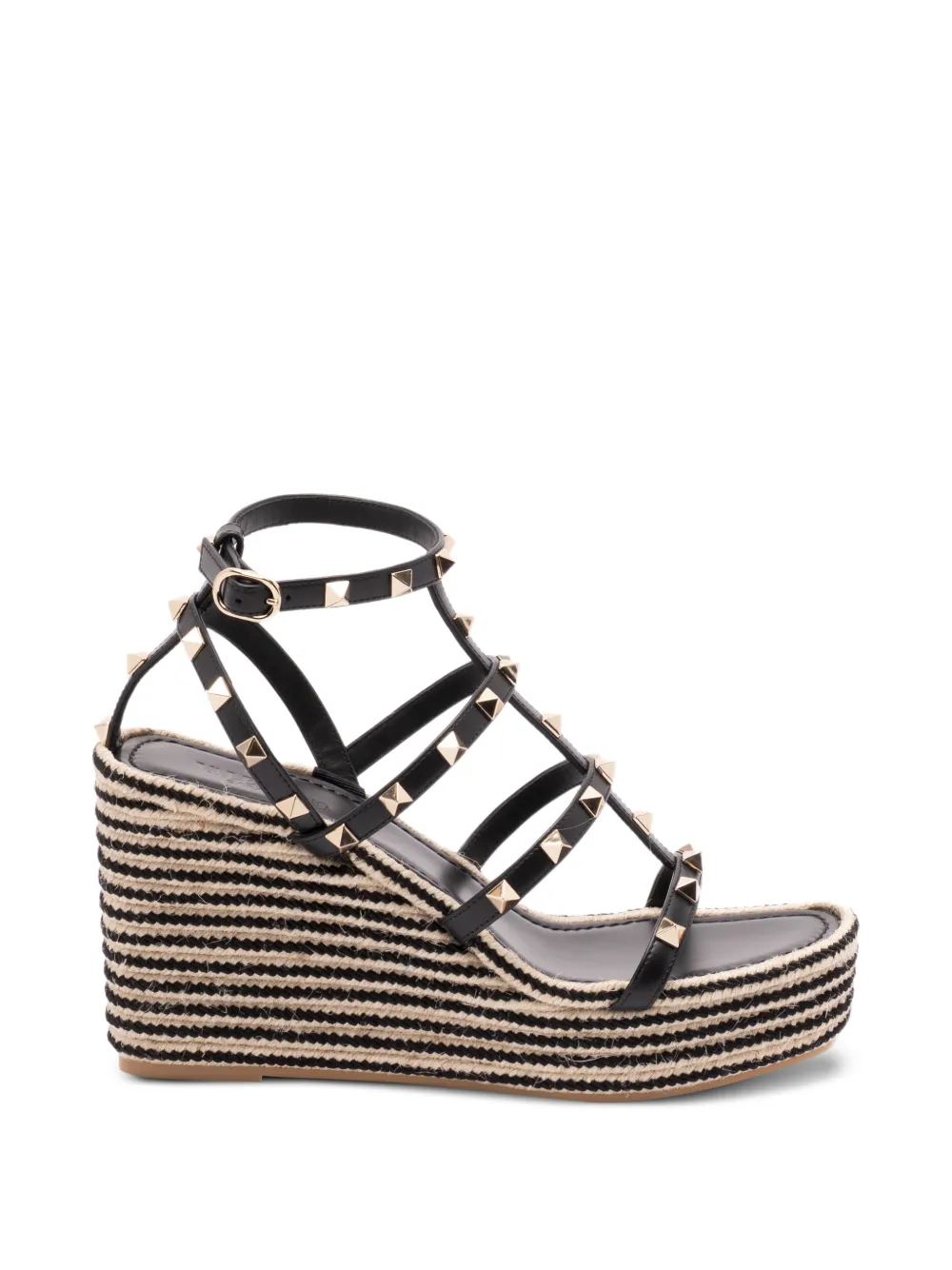 Valentino Garavani Rockstud striped espadrilles Zwart