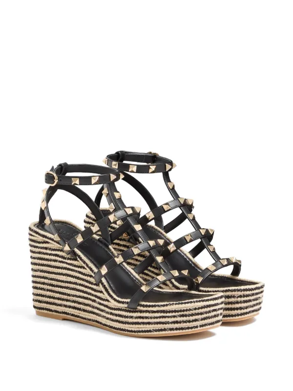 Valentino Garavani ロックスタッズ カーフスキン ウェッジサンダル
