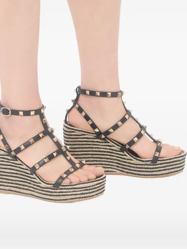 Valentino Garavani ロックスタッズ カーフスキン ウェッジサンダル