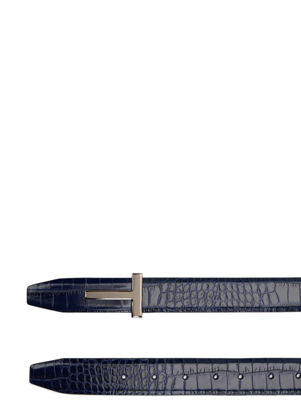  Tom Ford Crocodile-texture T-buckle Belt - Blue 