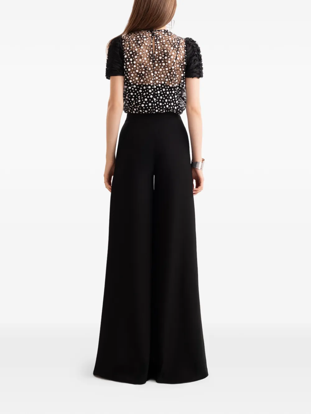 Gemy Maalouf Mesh blouse met stippen Zwart