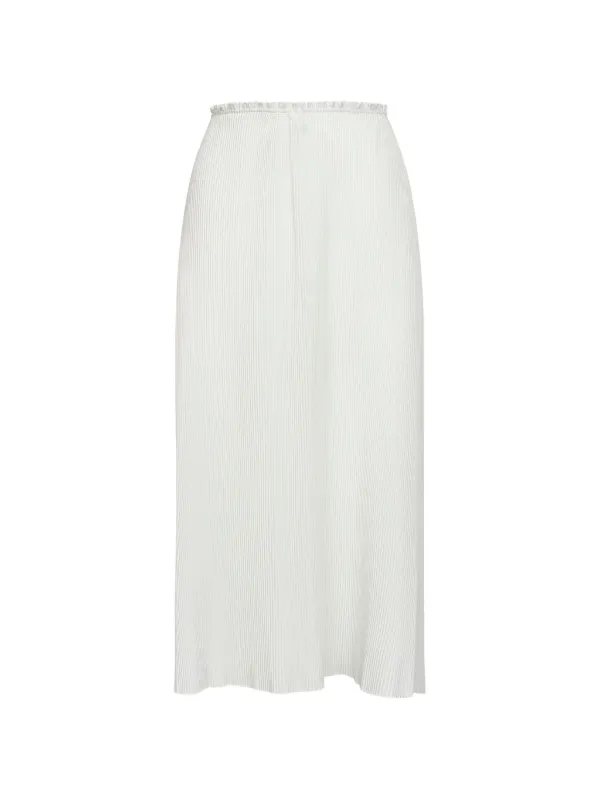 Co Ruffle Asymmetric Hem Skirt in White