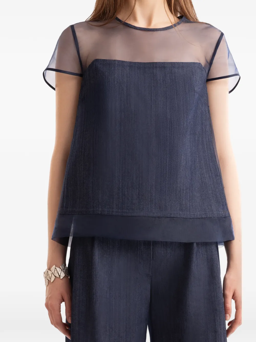 Gemy Maalouf Boxy blouse met korte mouwen Blauw