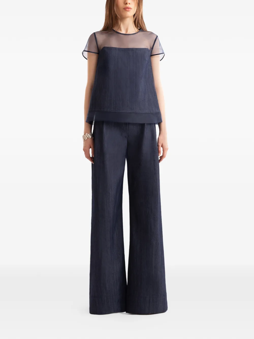 Gemy Maalouf Boxy blouse met korte mouwen Blauw