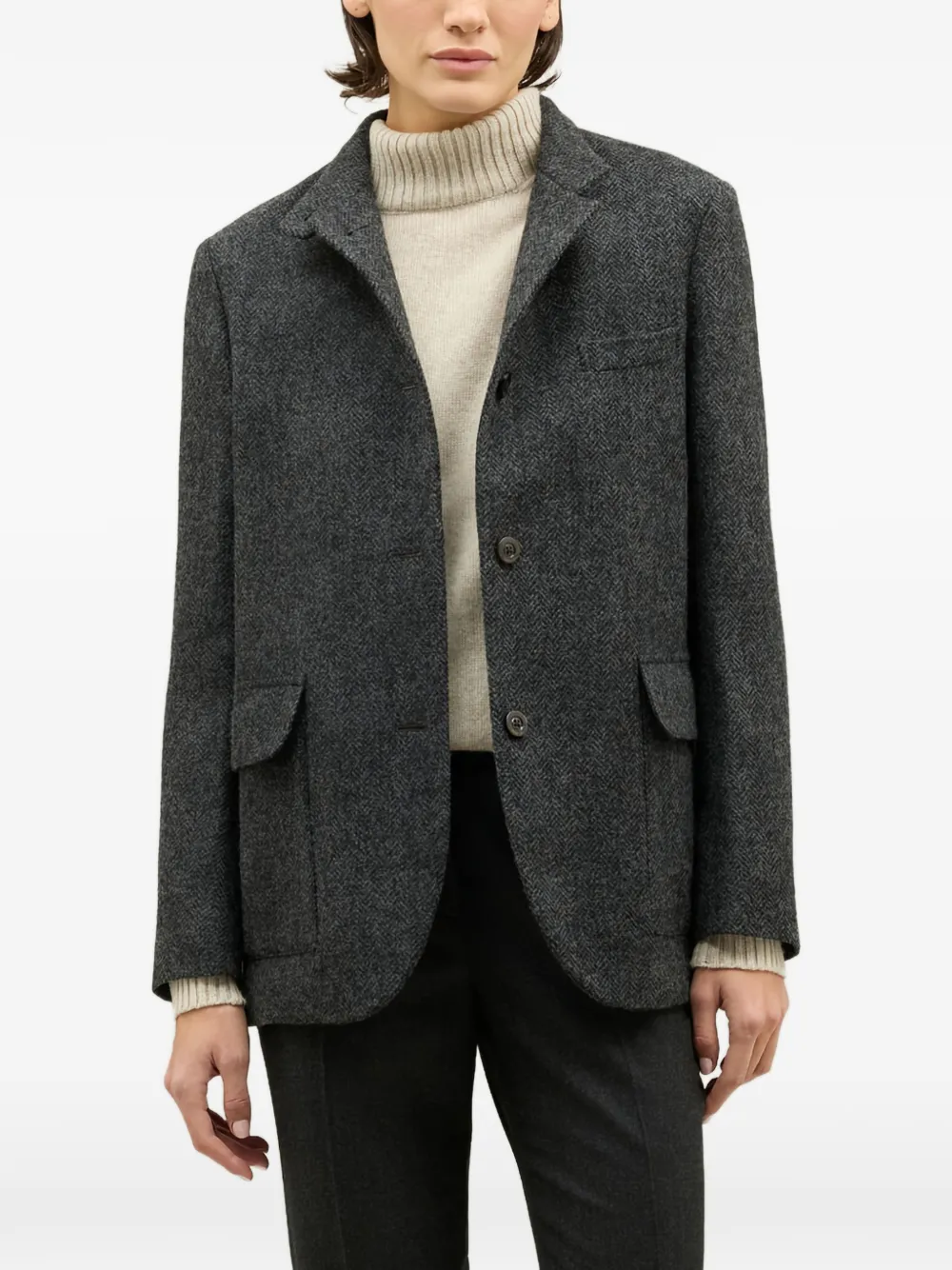 Boglioli herringbone patch-pocket coat - Grigio