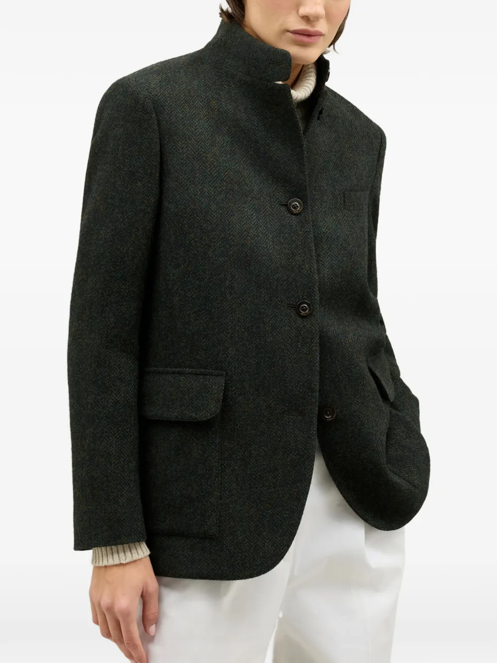 Boglioli herringbone patch-pocket coat - Verde
