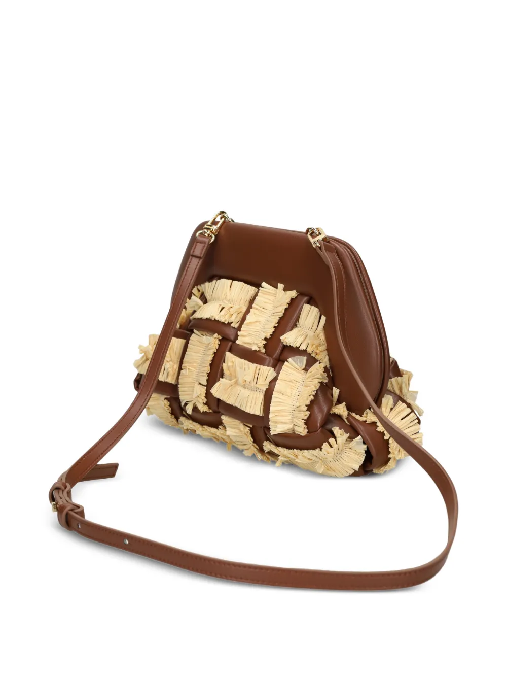 Raffia Satchel Crossbody Bag